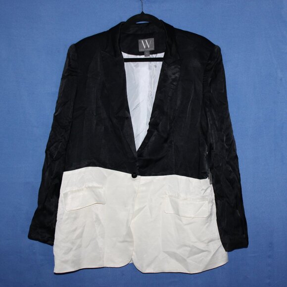 NWT Worthington Color Block Blazer Black Cream XL - Picture 1 of 5
